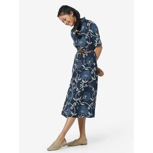 Bombay Paisley by Westside Indigo Shirtdress Blue Print Midi Small